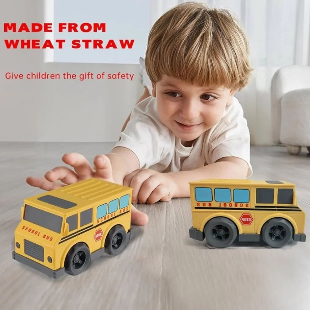 ✨BNWT - Eco-Friendly Wheat Straw Educational Toy Yellow Bus with Light & Sound✨